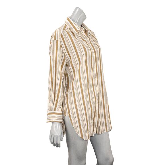 SECOND FEMALE Bristol Oversize Shirt in Bronze brown striped Cotton size Small - Picture 10 of 11